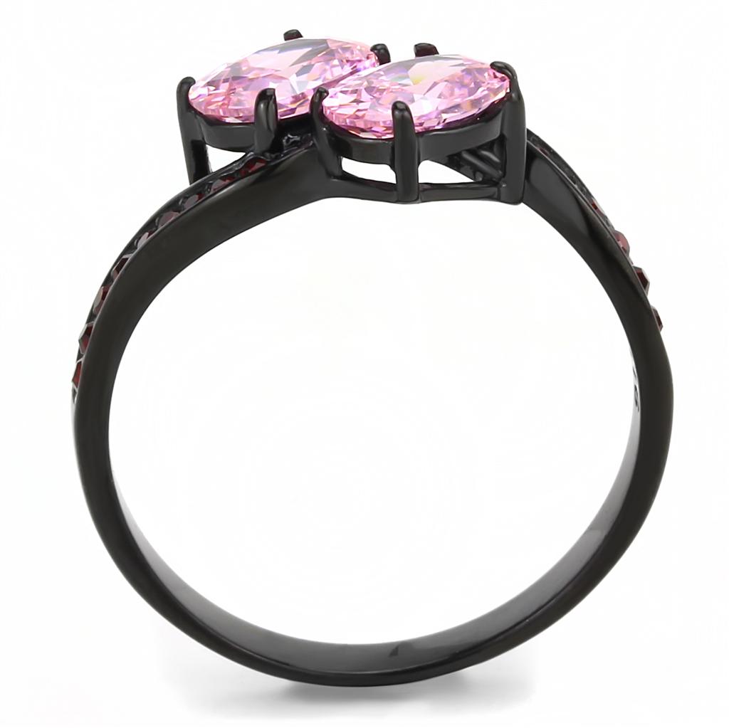 MATK3444 - IP Black(Ion Plating) Stainless Steel Ring with AAA Grade CZ  in Rose