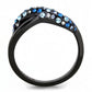 MATK3446 - IP Black(Ion Plating) Stainless Steel Ring with Top Grade Crystal  in Multi Color