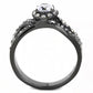 MATK3448 - IP Light Black  (IP Gun) Stainless Steel Ring with AAA Grade CZ  in Clear