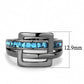 MATK3451 - IP Light Black  (IP Gun) Stainless Steel Ring with Top Grade Crystal  in Sea Blue