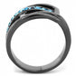 MATK3451 - IP Light Black  (IP Gun) Stainless Steel Ring with Top Grade Crystal  in Sea Blue