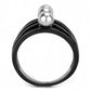MATK3454 - IP Black(Ion Plating) Stainless Steel Ring with Synthetic Pearl in Gray