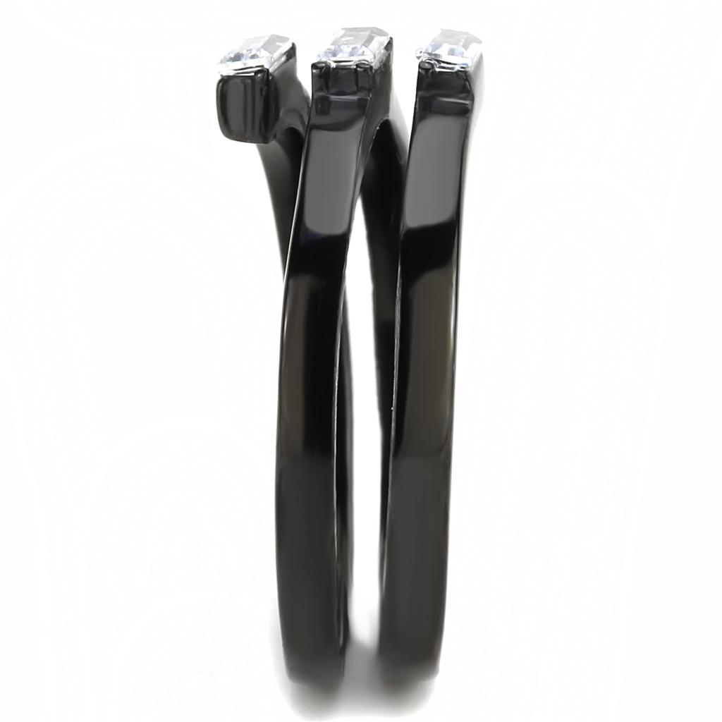 MATK3455 - IP Black(Ion Plating) Stainless Steel Ring with AAA Grade CZ  in Clear