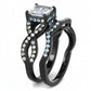 MATK3457 - IP Black(Ion Plating) Stainless Steel Ring with AAA Grade CZ  in Clear