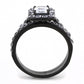 MATK3458 - IP Black(Ion Plating) Stainless Steel Ring with AAA Grade CZ  in Clear