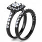 MATK3458 - IP Black(Ion Plating) Stainless Steel Ring with AAA Grade CZ  in Clear