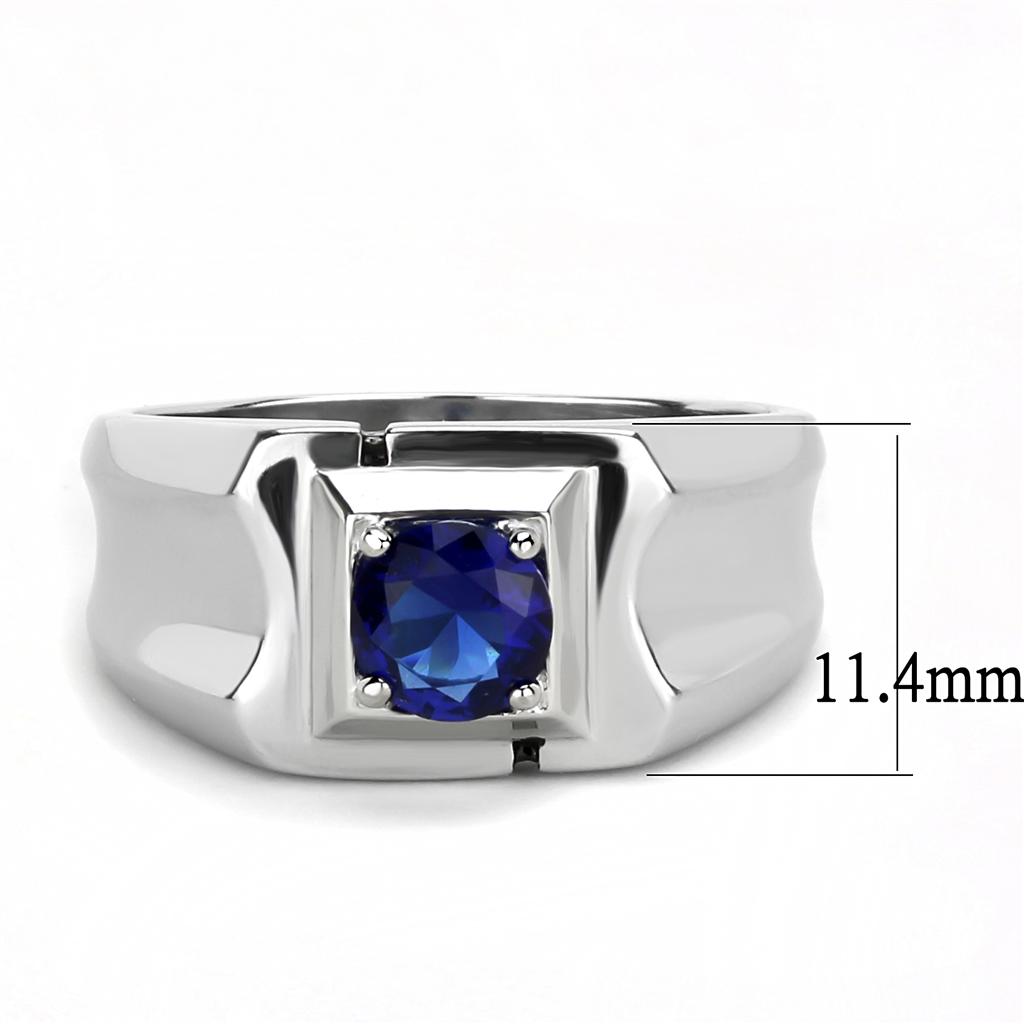 MATK3459 - High polished (no plating) Stainless Steel Ring with Synthetic Synthetic Glass in Montana