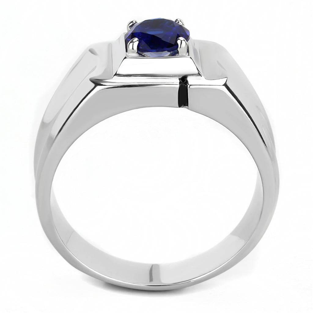 MATK3459 - High polished (no plating) Stainless Steel Ring with Synthetic Synthetic Glass in Montana
