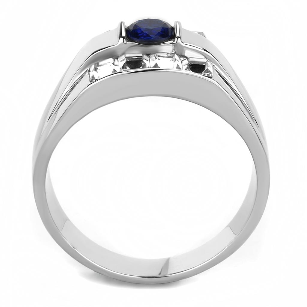 MATK3463 - High polished (no plating) Stainless Steel Ring with Synthetic Synthetic Glass in Montana