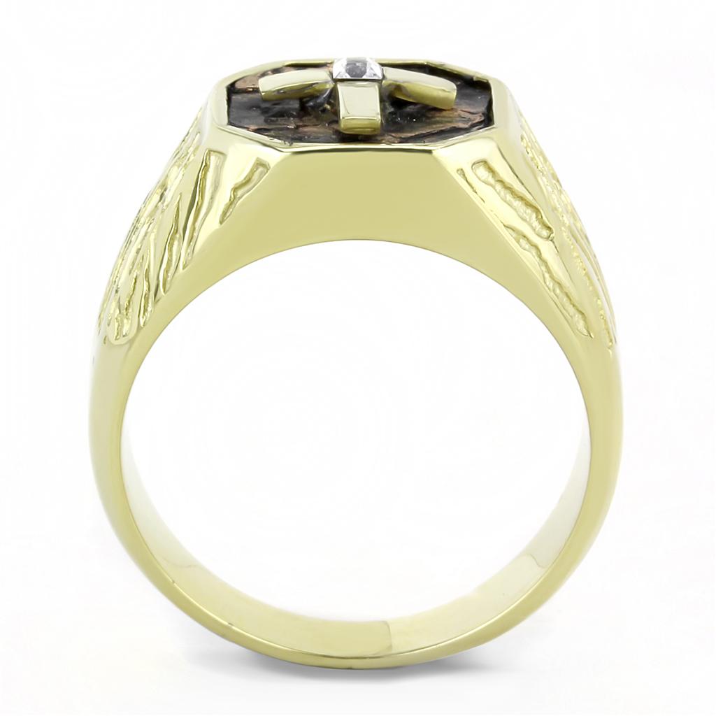 MATK3464 - IP Gold(Ion Plating) Stainless Steel Ring with Top Grade Crystal  in Clear
