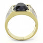 MATK3465 - IP Gold(Ion Plating) Stainless Steel Ring with Synthetic Onyx in Jet