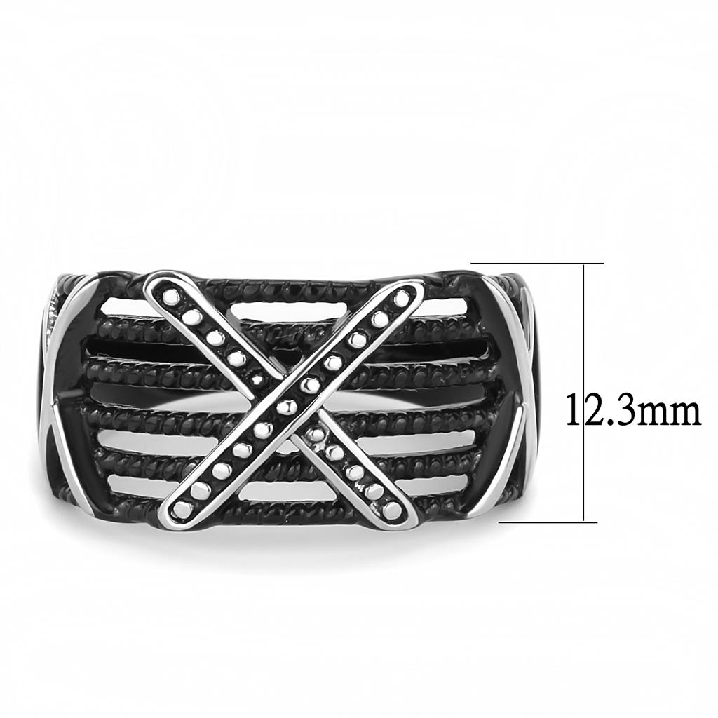 MATK3468 - IP Black(Ion Plating) Stainless Steel Ring with No Stone