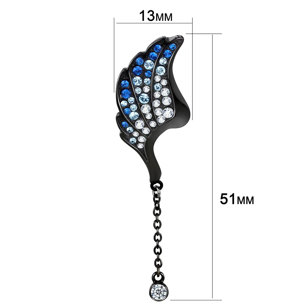 MATK3469 - IP Black(Ion Plating) Stainless Steel Earrings with Top Grade Crystal  in Multi Color