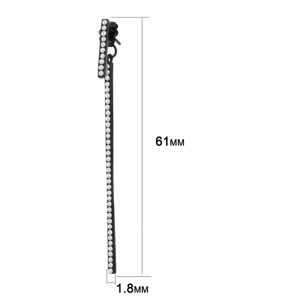 MATK3470 - IP Black(Ion Plating) Stainless Steel Earrings with Top Grade Crystal  in Clear