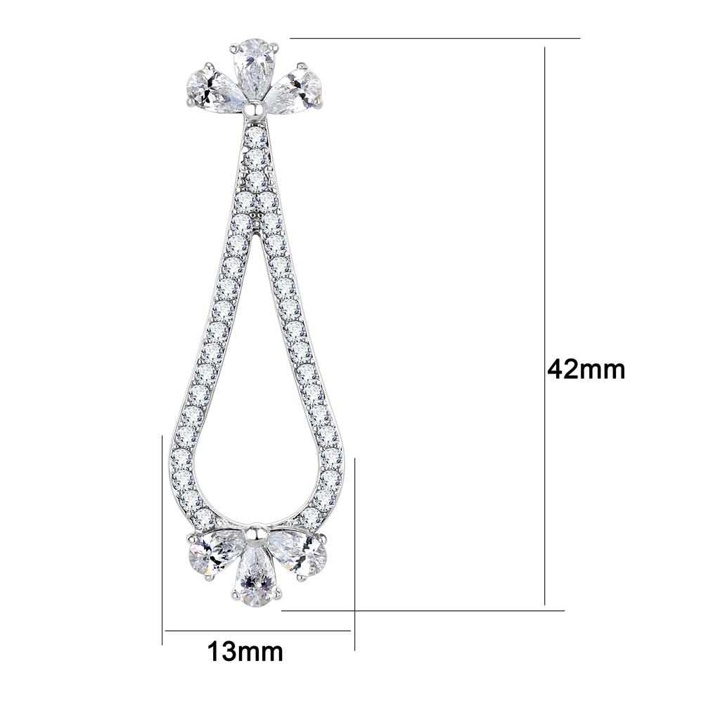 MATK3473 - High polished (no plating) Stainless Steel Earrings with AAA Grade CZ  in Clear