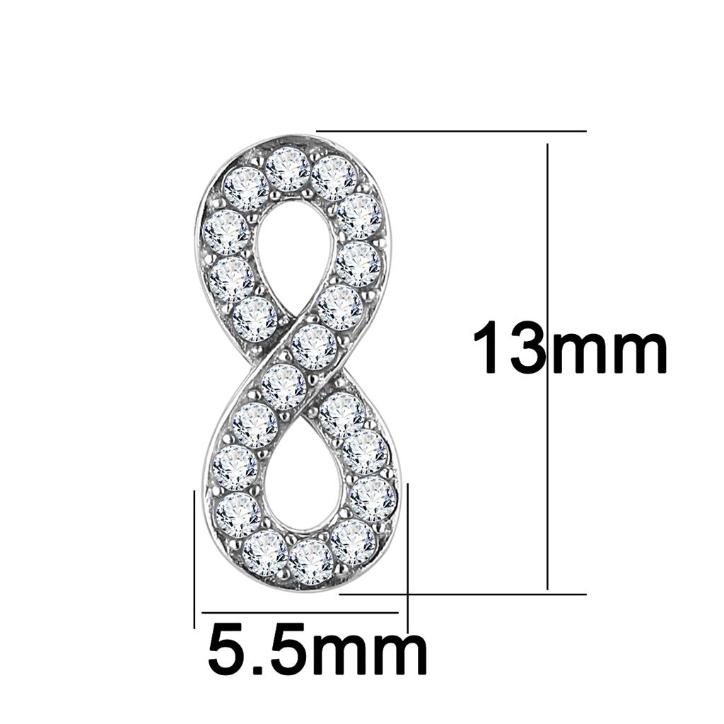 MATK3475 - High polished (no plating) Stainless Steel Earrings with AAA Grade CZ  in Clear