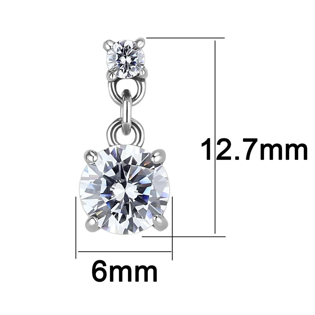 MATK3476 - High polished (no plating) Stainless Steel Earrings with AAA Grade CZ  in Clear
