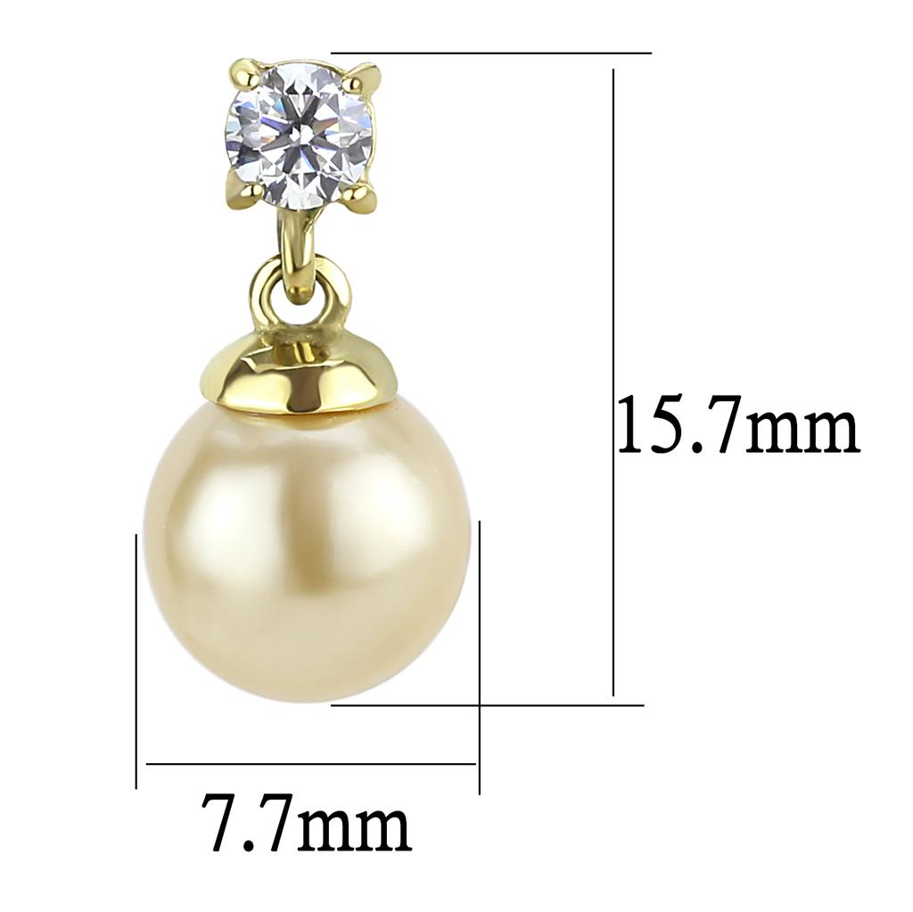 MATK3480 - IP Gold(Ion Plating) Stainless Steel Earrings with Synthetic Pearl in Champagne
