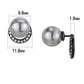 MATK3481 - IP Black(Ion Plating) Stainless Steel Earrings with Synthetic Pearl in Light Gray