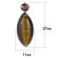MATK3488 - High polished (no plating) Stainless Steel Earrings with Semi-Precious Tiger Eye in Topaz