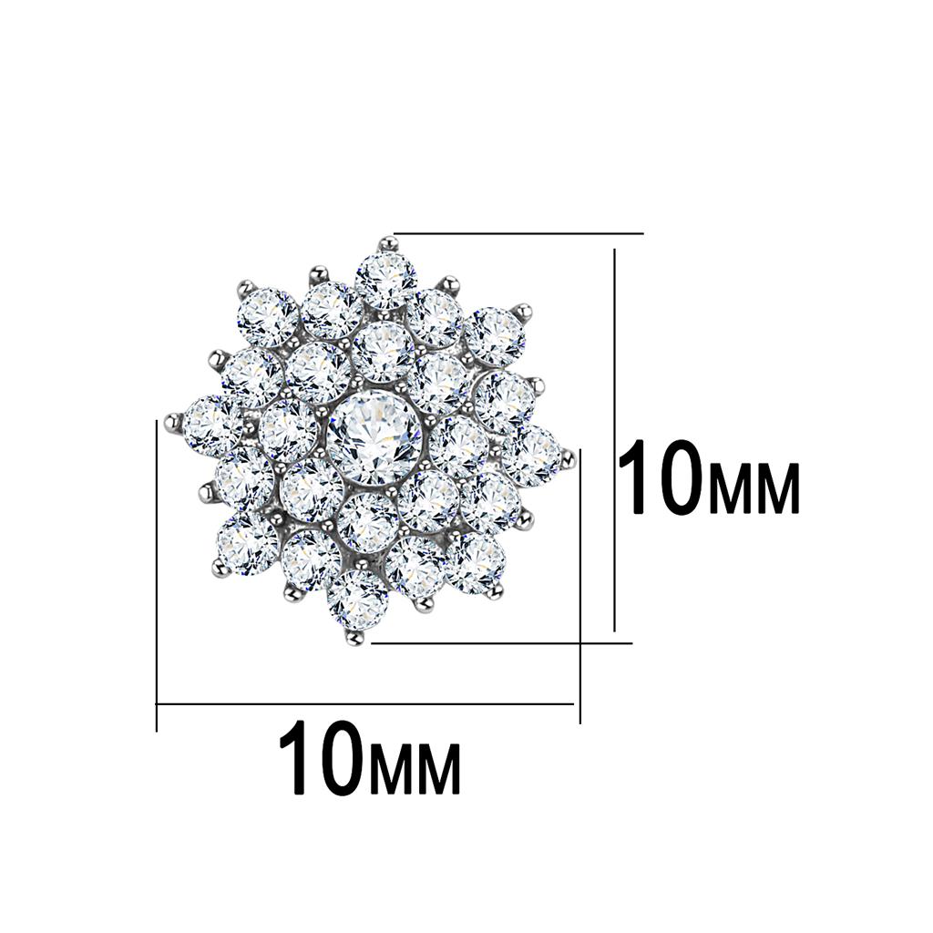 MATK3490 - High polished (no plating) Stainless Steel Earrings with AAA Grade CZ  in Clear
