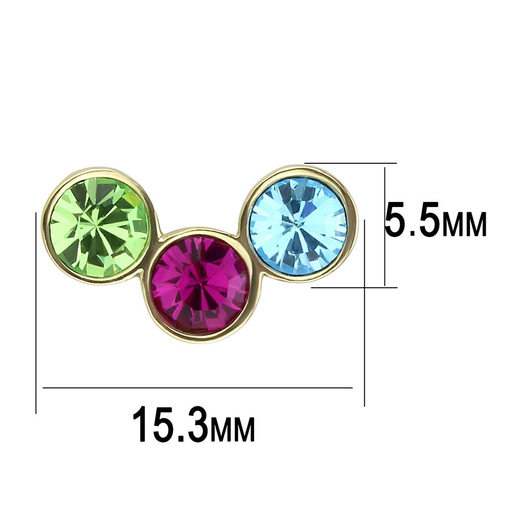 MATK3492 - IP Gold(Ion Plating) Stainless Steel Earrings with Top Grade Crystal  in Multi Color