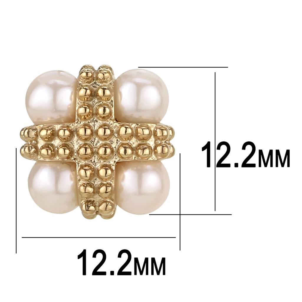 MATK3495 - IP Rose Gold(Ion Plating) Stainless Steel Earrings with Synthetic Pearl in Light Rose