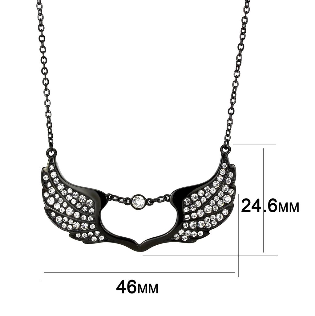 MATK3496 - IP Black(Ion Plating) Stainless Steel Necklace with Top Grade Crystal  in Clear