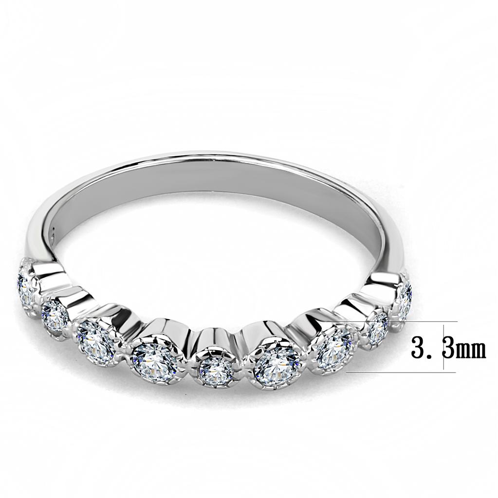 MATK3497 - High polished (no plating) Stainless Steel Ring with Top Grade Crystal  in Clear