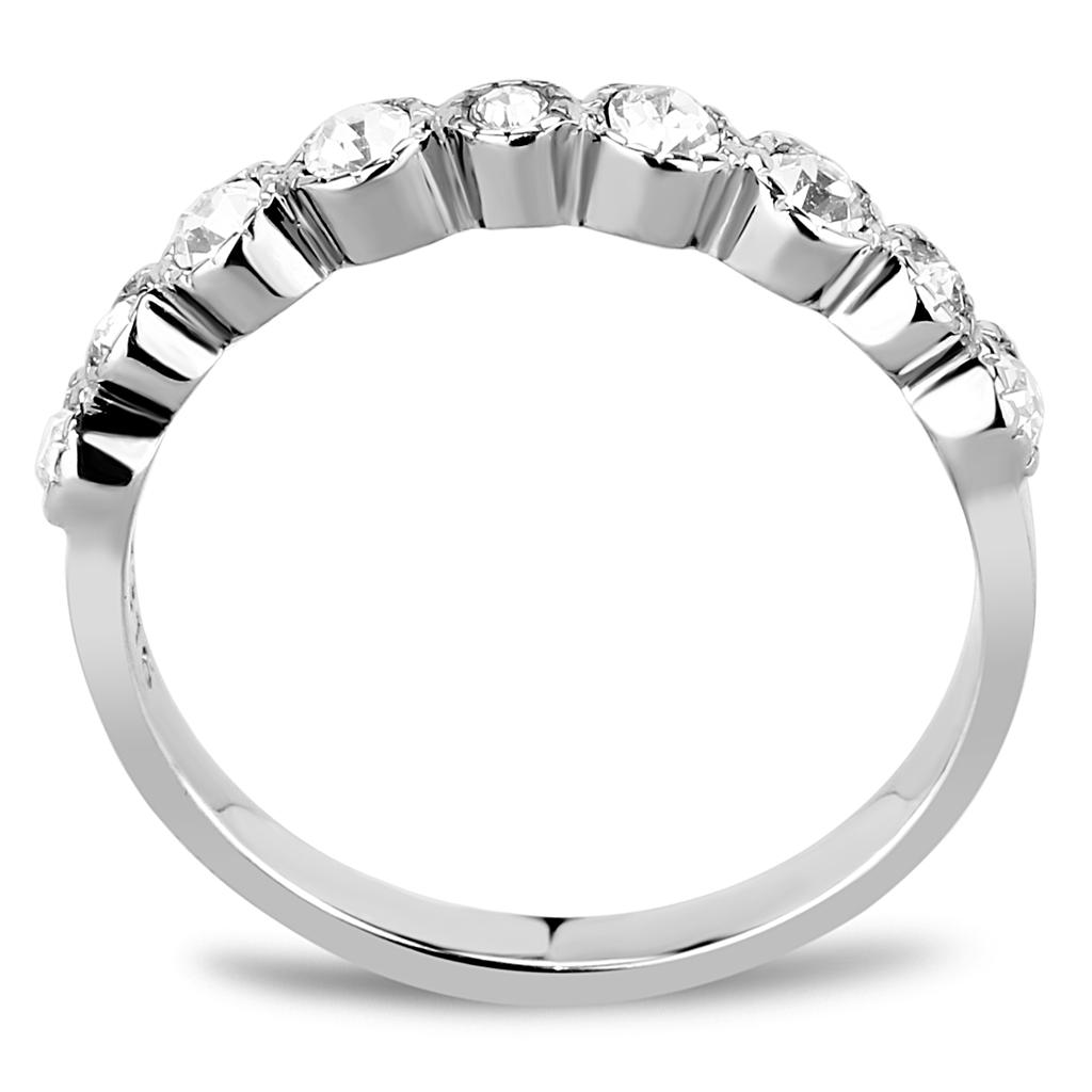 MATK3497 - High polished (no plating) Stainless Steel Ring with Top Grade Crystal  in Clear