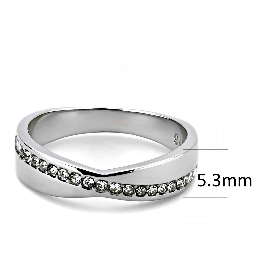 MATK3501 - High polished (no plating) Stainless Steel Ring with Top Grade Crystal  in Clear