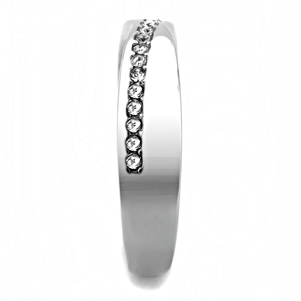 MATK3501 - High polished (no plating) Stainless Steel Ring with Top Grade Crystal  in Clear