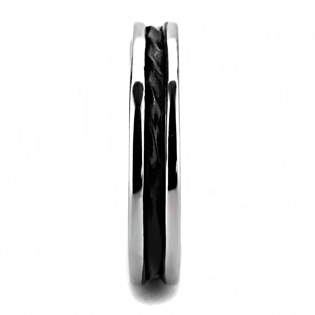 MATK3502 - Two-Tone IP Black (Ion Plating) Stainless Steel Ring with No Stone