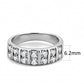 MATK3504 - High polished (no plating) Stainless Steel Ring with AAA Grade CZ  in Clear