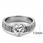 MATK3505 - High polished (no plating) Stainless Steel Ring with AAA Grade CZ  in Clear