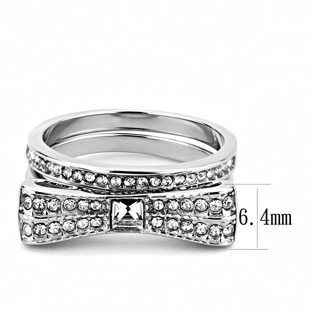 MATK3506 - High polished (no plating) Stainless Steel Ring with Top Grade Crystal  in Clear