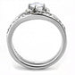 MATK3507 - High polished (no plating) Stainless Steel Ring with AAA Grade CZ  in Clear