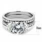 MATK3509 - High polished (no plating) Stainless Steel Ring with AAA Grade CZ  in Clear