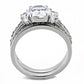 MATK3509 - High polished (no plating) Stainless Steel Ring with AAA Grade CZ  in Clear