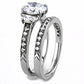 MATK3509 - High polished (no plating) Stainless Steel Ring with AAA Grade CZ  in Clear