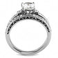 MATK3510 - High polished (no plating) Stainless Steel Ring with AAA Grade CZ  in Clear