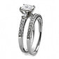 MATK3510 - High polished (no plating) Stainless Steel Ring with AAA Grade CZ  in Clear