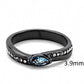 MATK3511 - IP Light Black  (IP Gun) Stainless Steel Ring with AAA Grade CZ  in Sea Blue