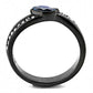 MATK3511 - IP Light Black  (IP Gun) Stainless Steel Ring with AAA Grade CZ  in Sea Blue