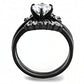 MATK3514 - IP Black(Ion Plating) Stainless Steel Ring with AAA Grade CZ  in Clear