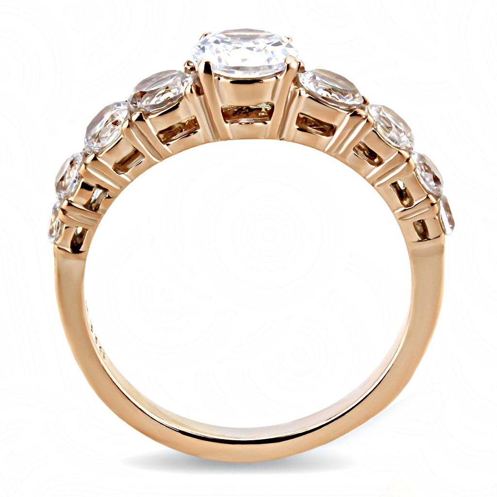 MATK3516 - IP Rose Gold(Ion Plating) Stainless Steel Ring with AAA Grade CZ  in Clear