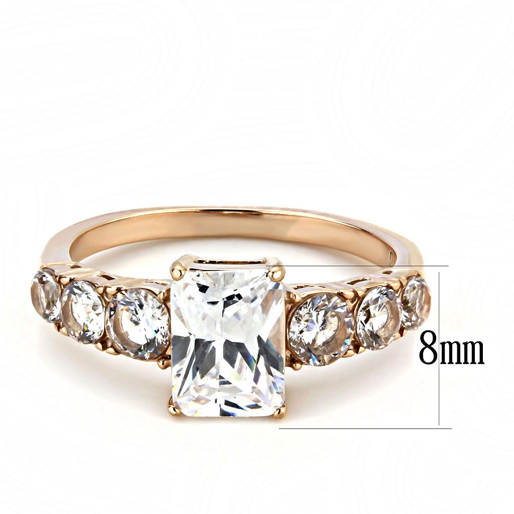 MATK3517 - IP Rose Gold(Ion Plating) Stainless Steel Ring with AAA Grade CZ  in Clear
