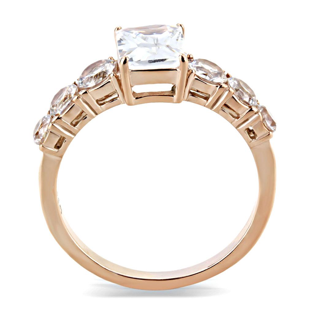 MATK3517 - IP Rose Gold(Ion Plating) Stainless Steel Ring with AAA Grade CZ  in Clear
