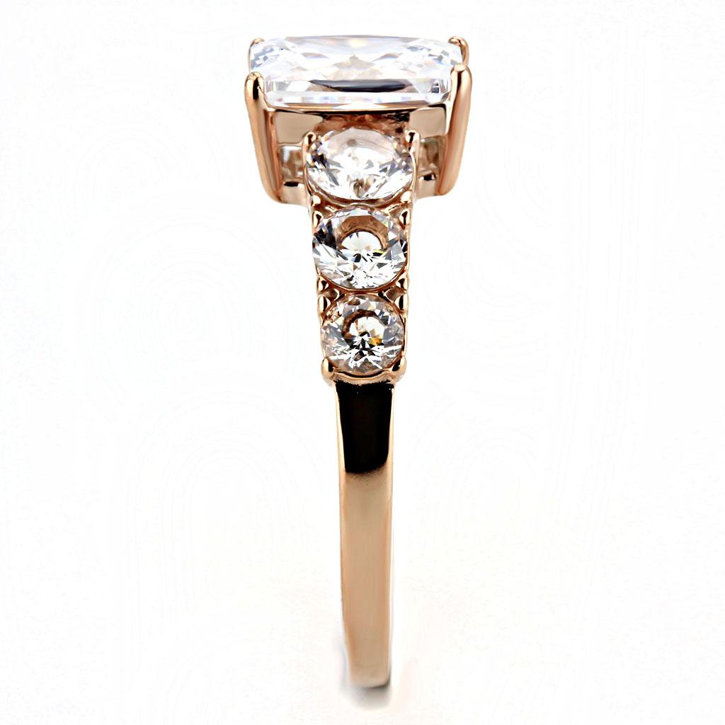 MATK3517 - IP Rose Gold(Ion Plating) Stainless Steel Ring with AAA Grade CZ  in Clear