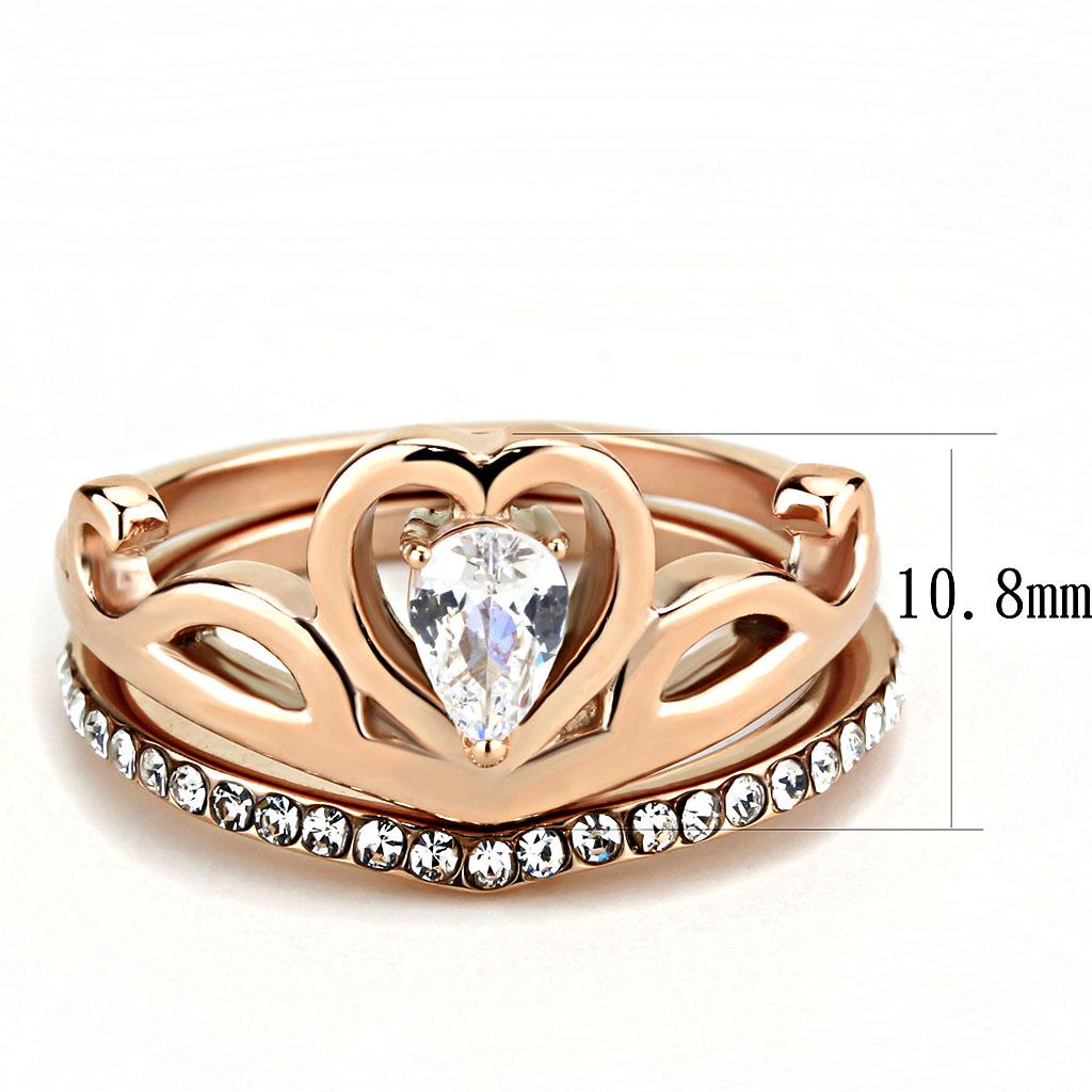 MATK3518 - IP Rose Gold(Ion Plating) Stainless Steel Ring with AAA Grade CZ  in Clear